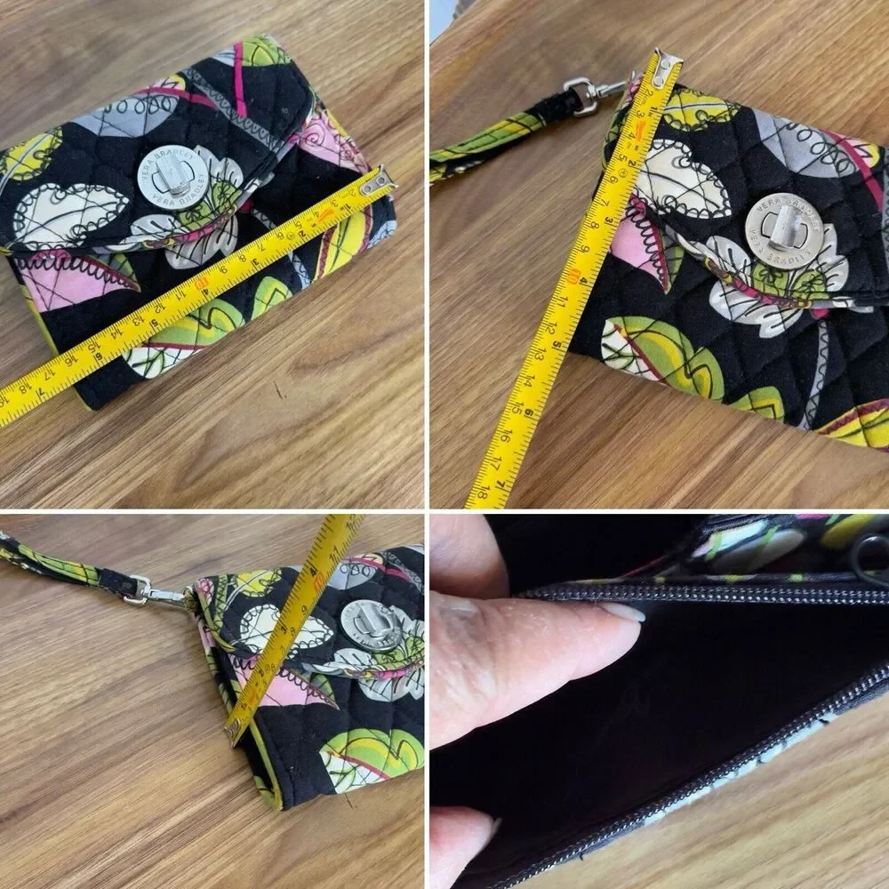 Vera Bradley Twist locks Wristlet Wallet Black Multicolor